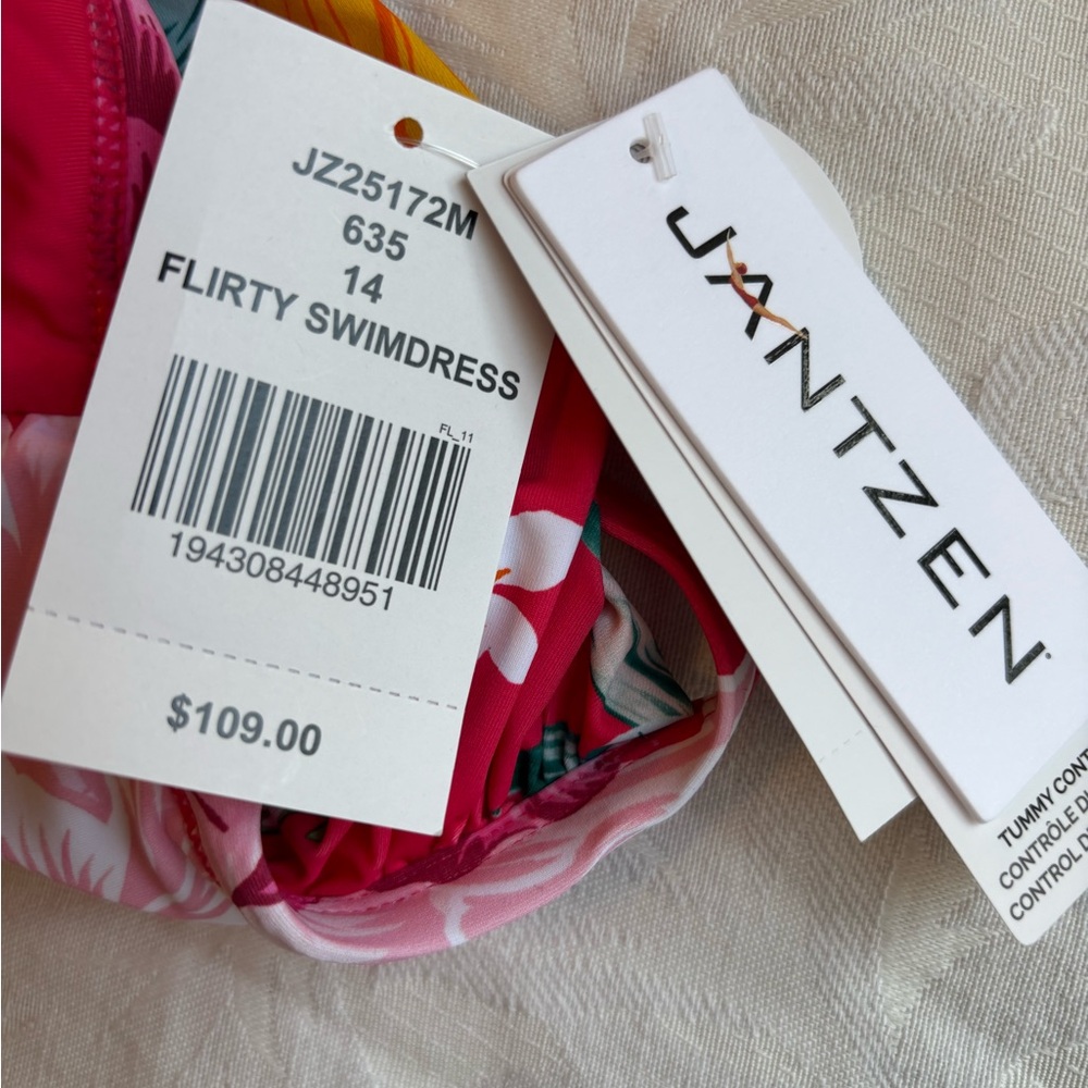 Jantzen Pink Tropical Floral Swimdress - Picture 2 of 11